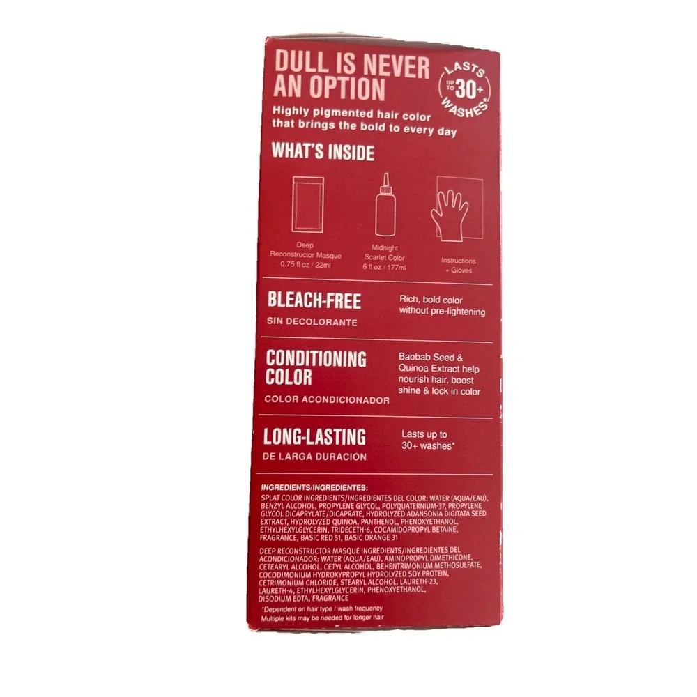 Splat Midnight Scarlet Semi Permanent Hair Dye Kit,‎ 1 Application